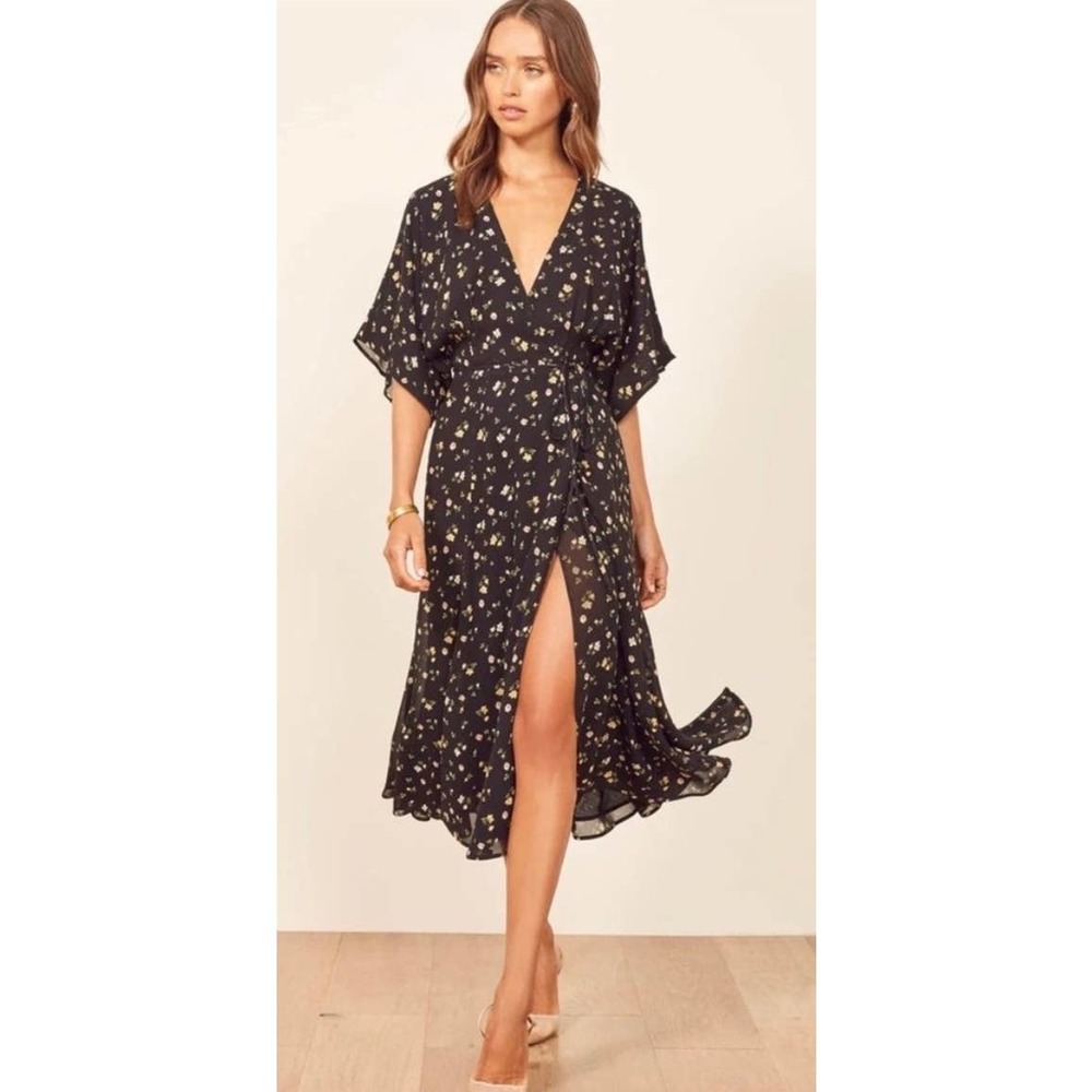 Reformation Dress Karen Midi Wrap Venezia Floral Size Small